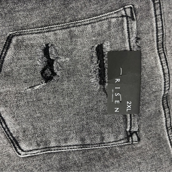 NWT Risen THOMAS Shorts DARK GREY High Rise Distressed Dark Grey 2X - Picture 12 of 13